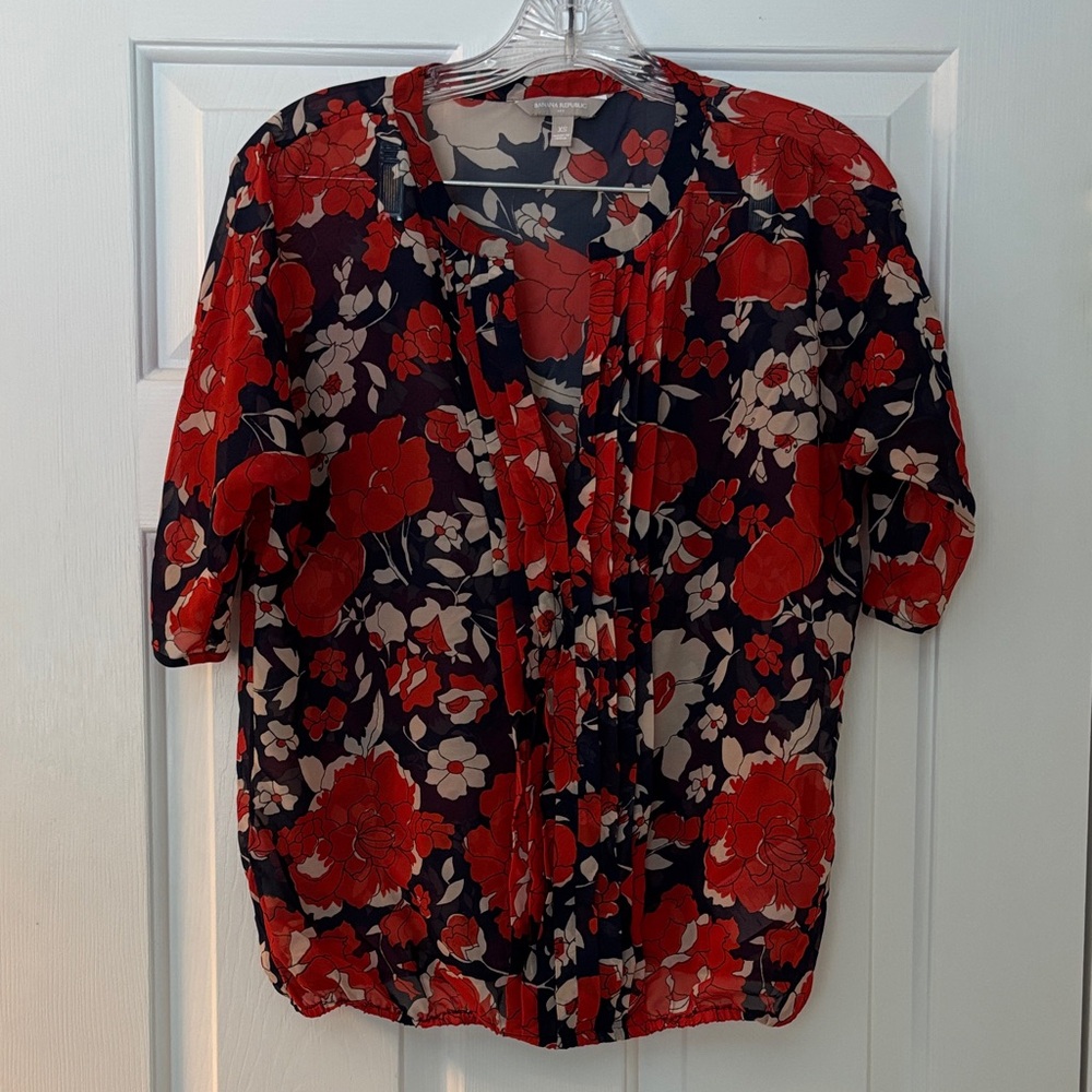 Banana Republic Red Floral Blouse